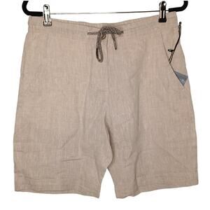 Ably Filium Activated 100% Linen Tie Elastic Waist Bermuda Pull on Shorts NWT L